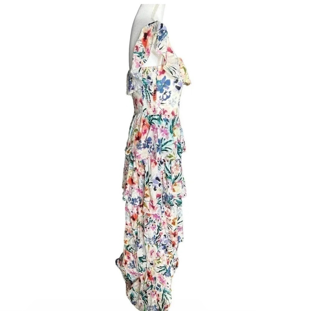 Amanda Uprichard Floral Venezia Off Shoulder Tiered Skirt Gown Size Medium - Picture 10 of 10